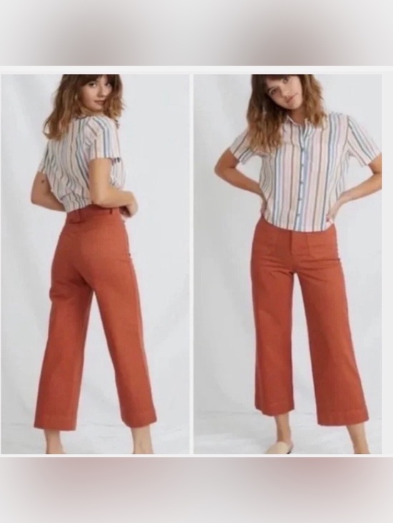 Marine Layer Pants - Marine Layer Bridget Crop Pant Wide Leg Patch Pocket Baked Clay Women’s size 6